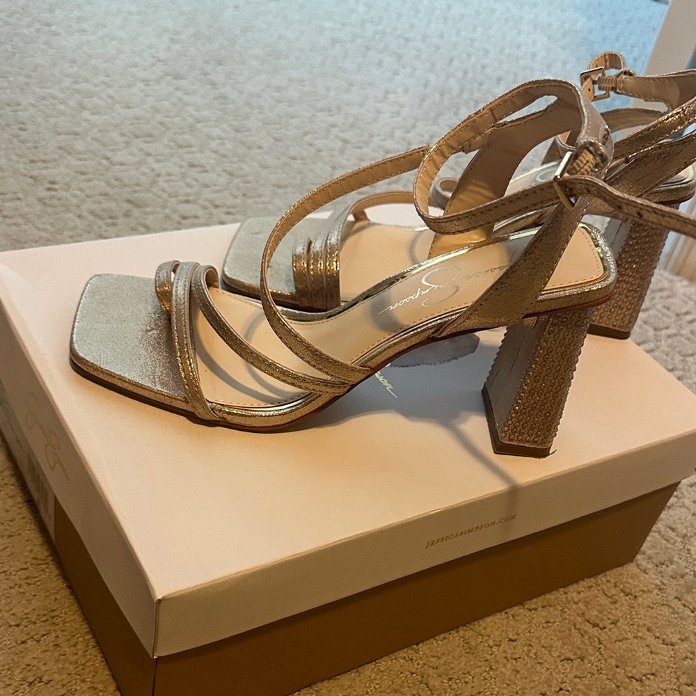 Jessica Simpson Metallic Strappy Heels